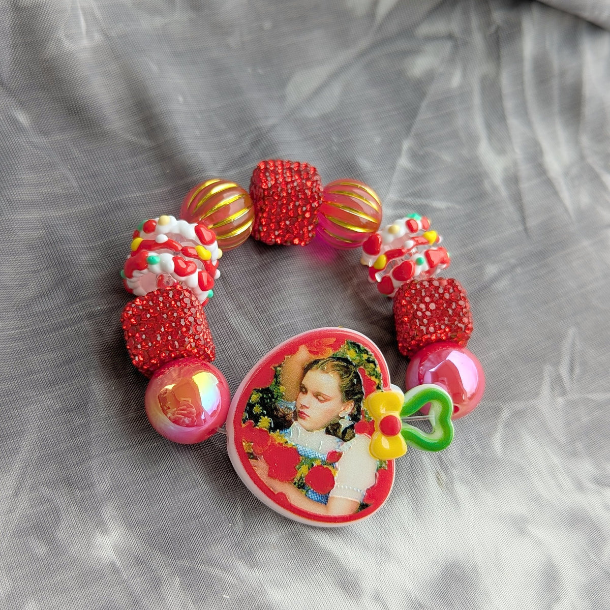Red Sparkle Photo Charm Bracelet
