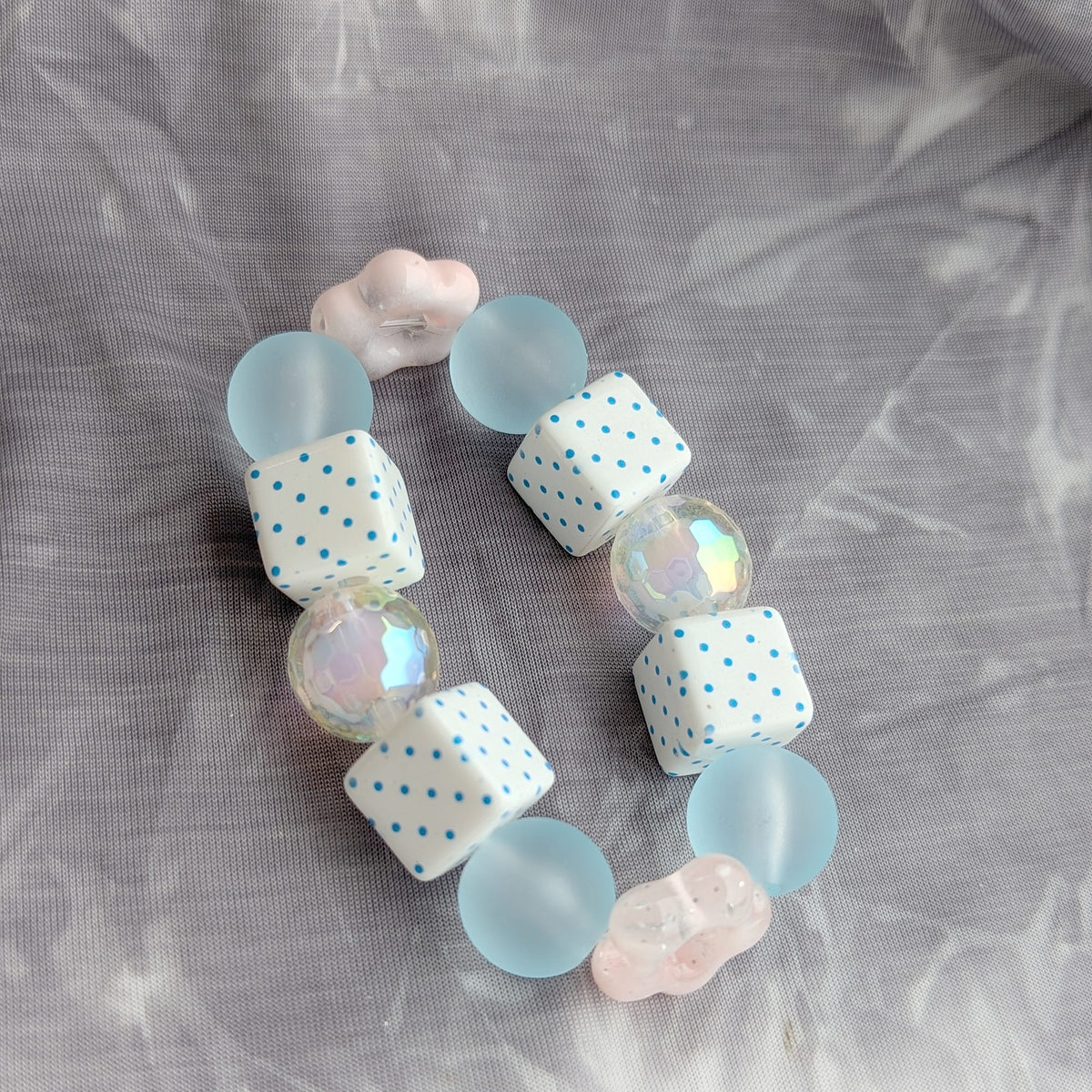 Blue Polka Dot Cube Bracelet