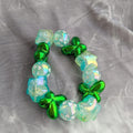 Green Butterfly & Aqua Beaded Bracelet