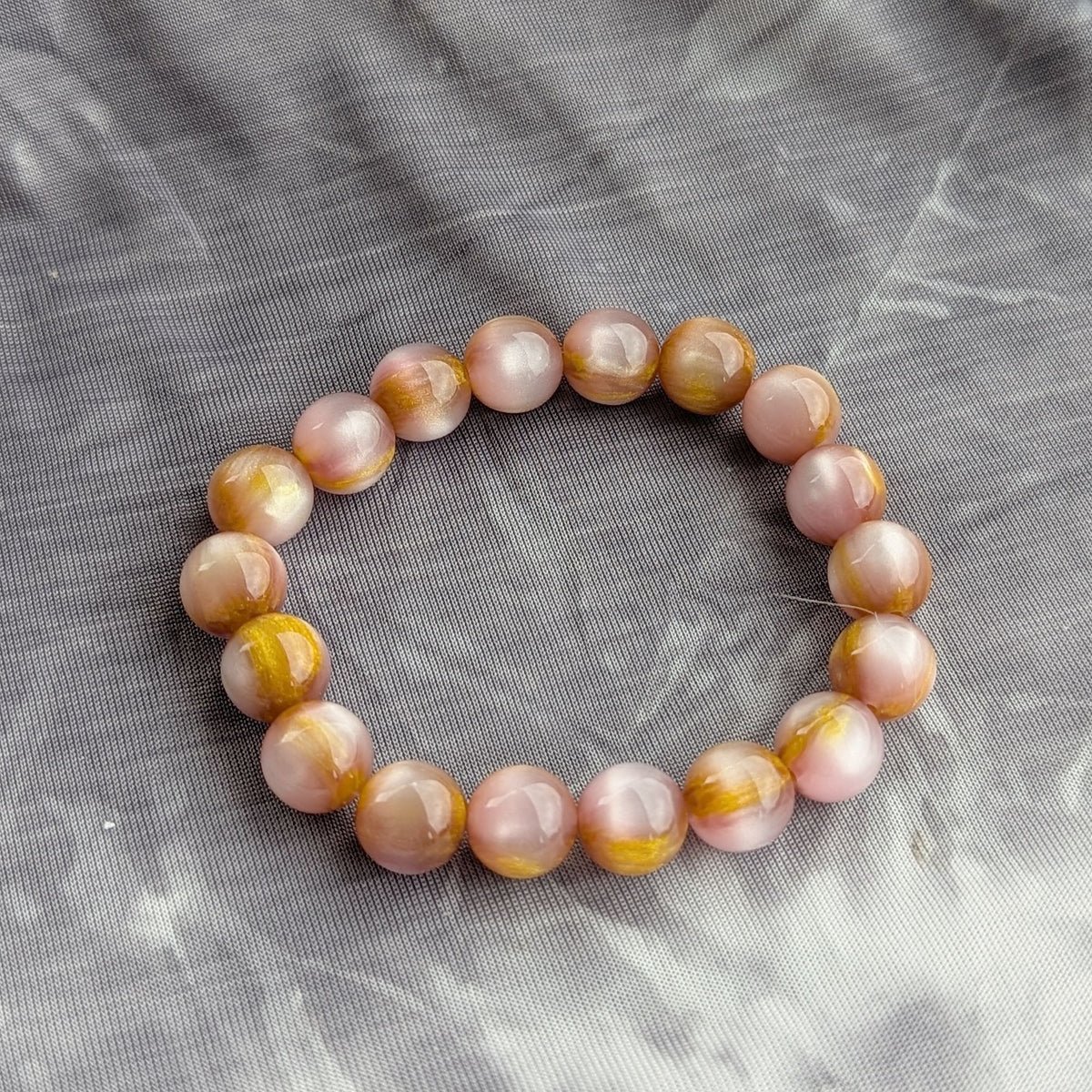 Peach & Gold Beaded Bracelet