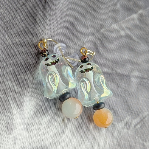 Clear Glass Ghost Bead Earrings