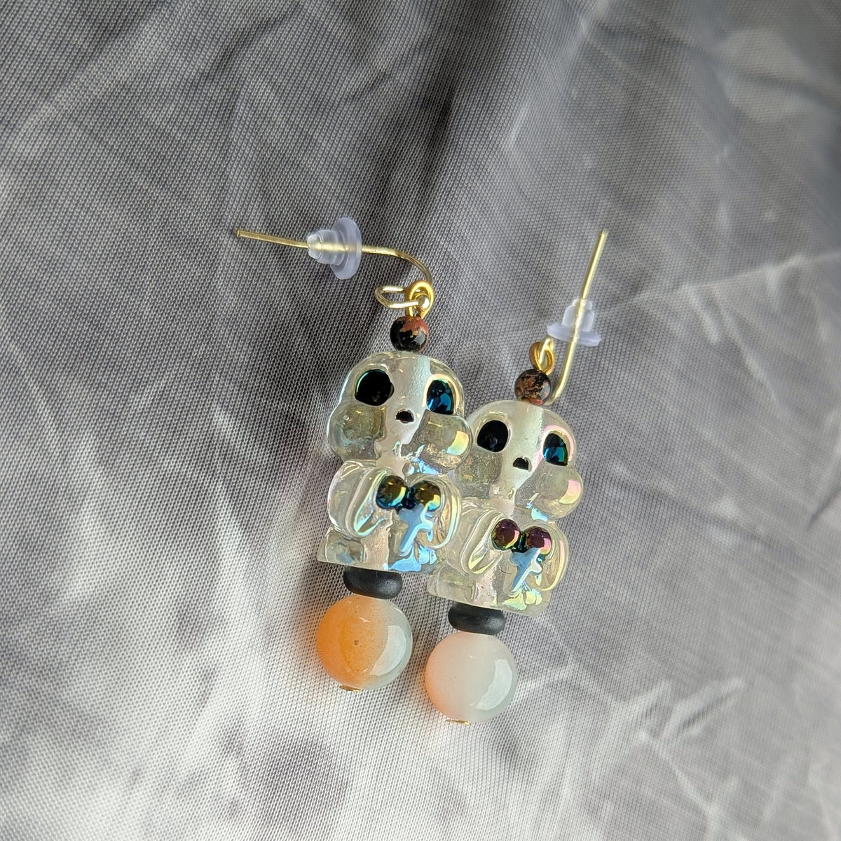 Clear Skull Bead Earrings