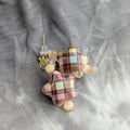 Pink Plaid Puffy Star Earrings