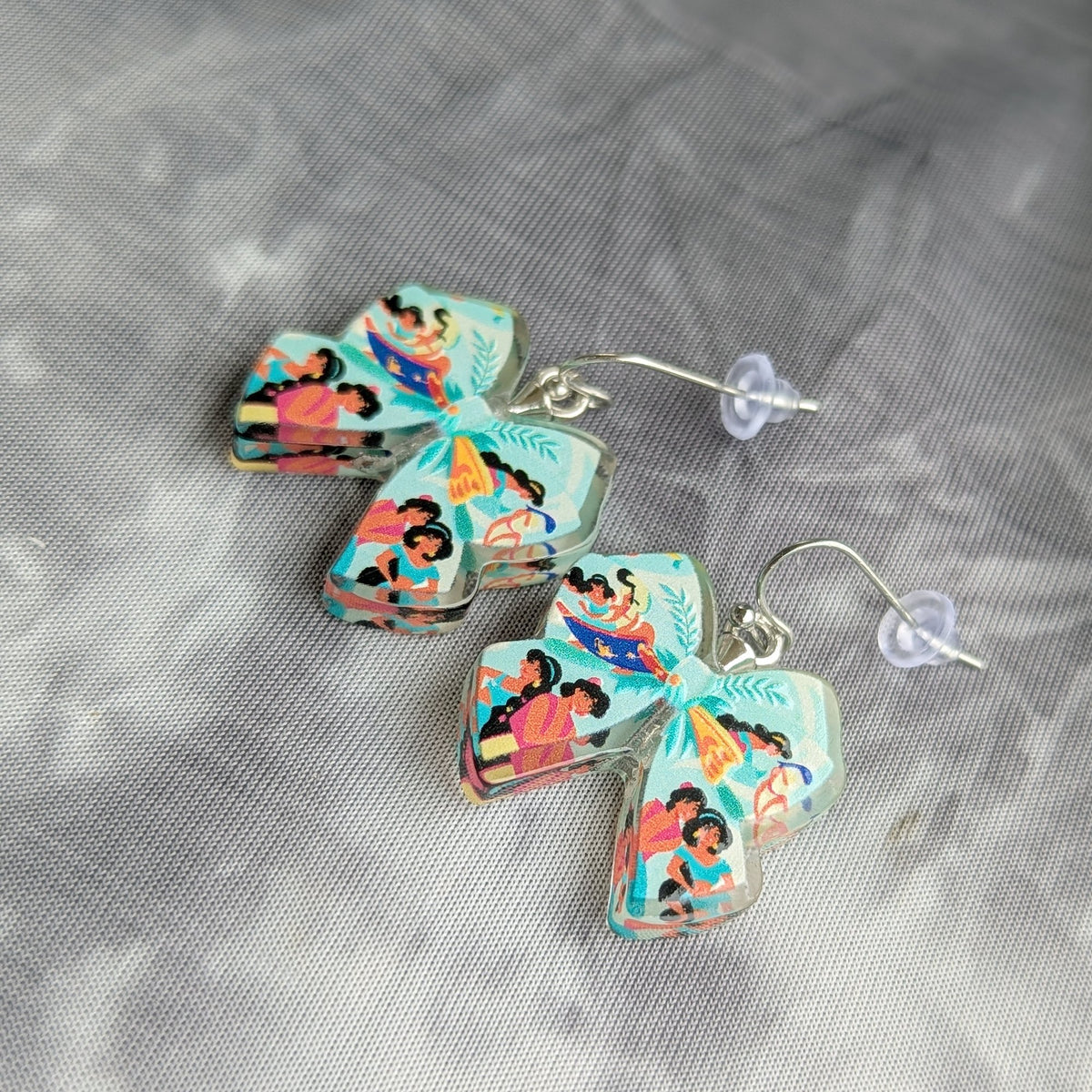 Jasmine Teal Bow Earrings