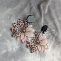 Leopard Print Daisy Earrings