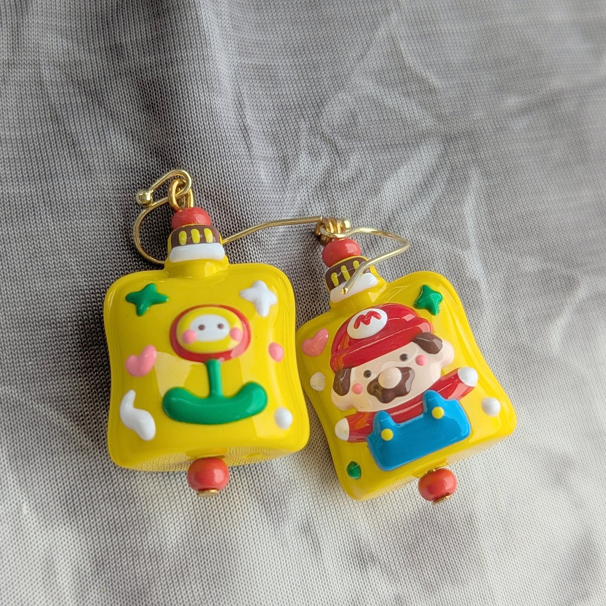 Mario Block Bead Earrings