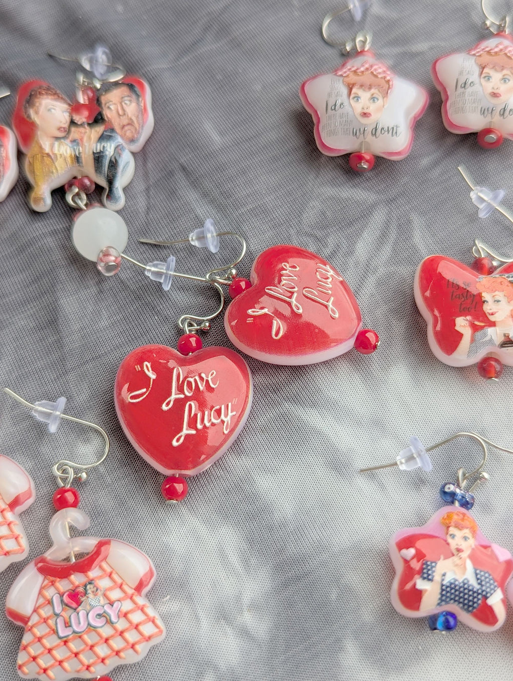 I Love Lucy Dress Earrings - shown with the rest of the collection