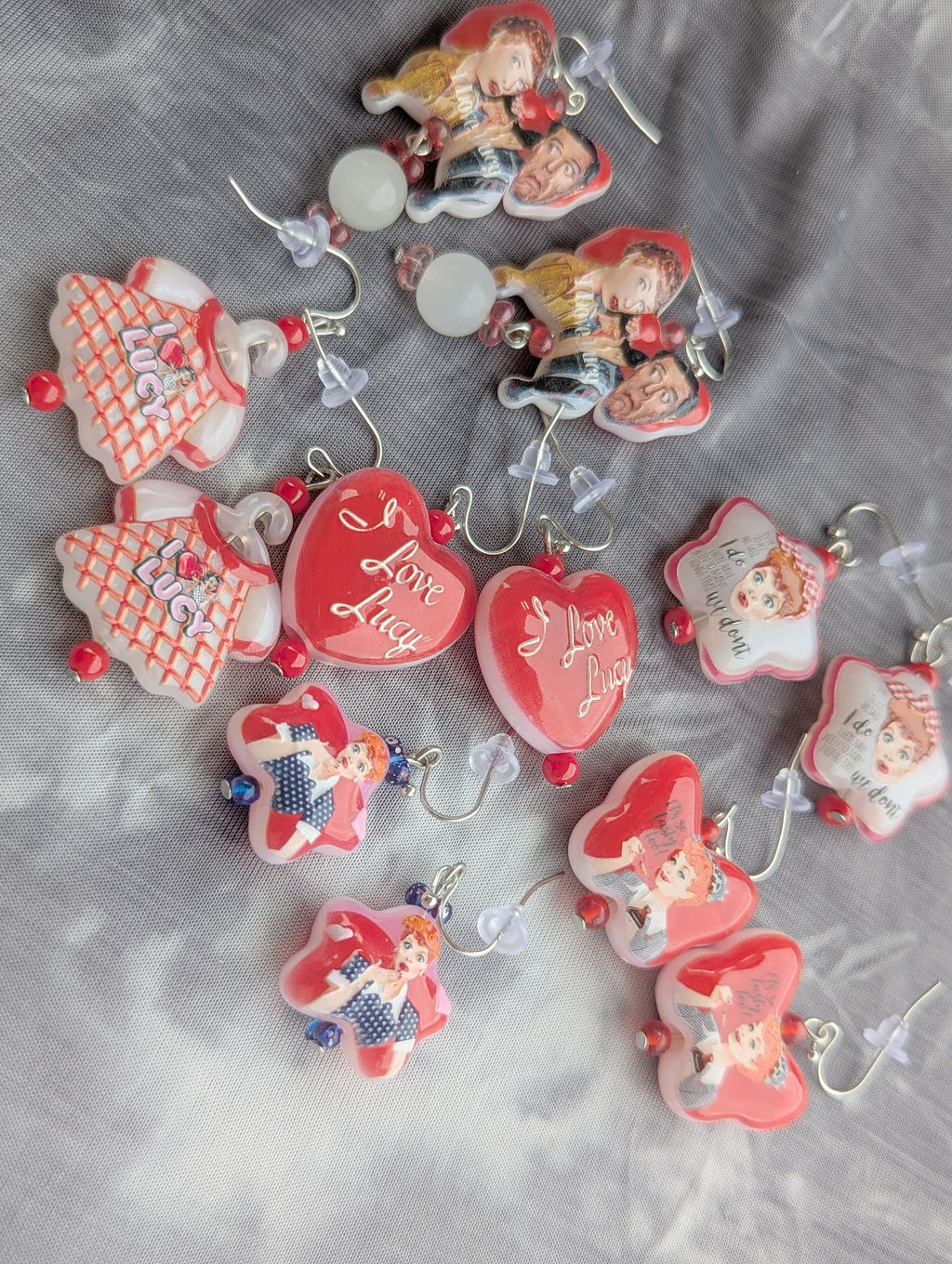 I Love Lucy Dress Earrings - shown with the rest of the collection
