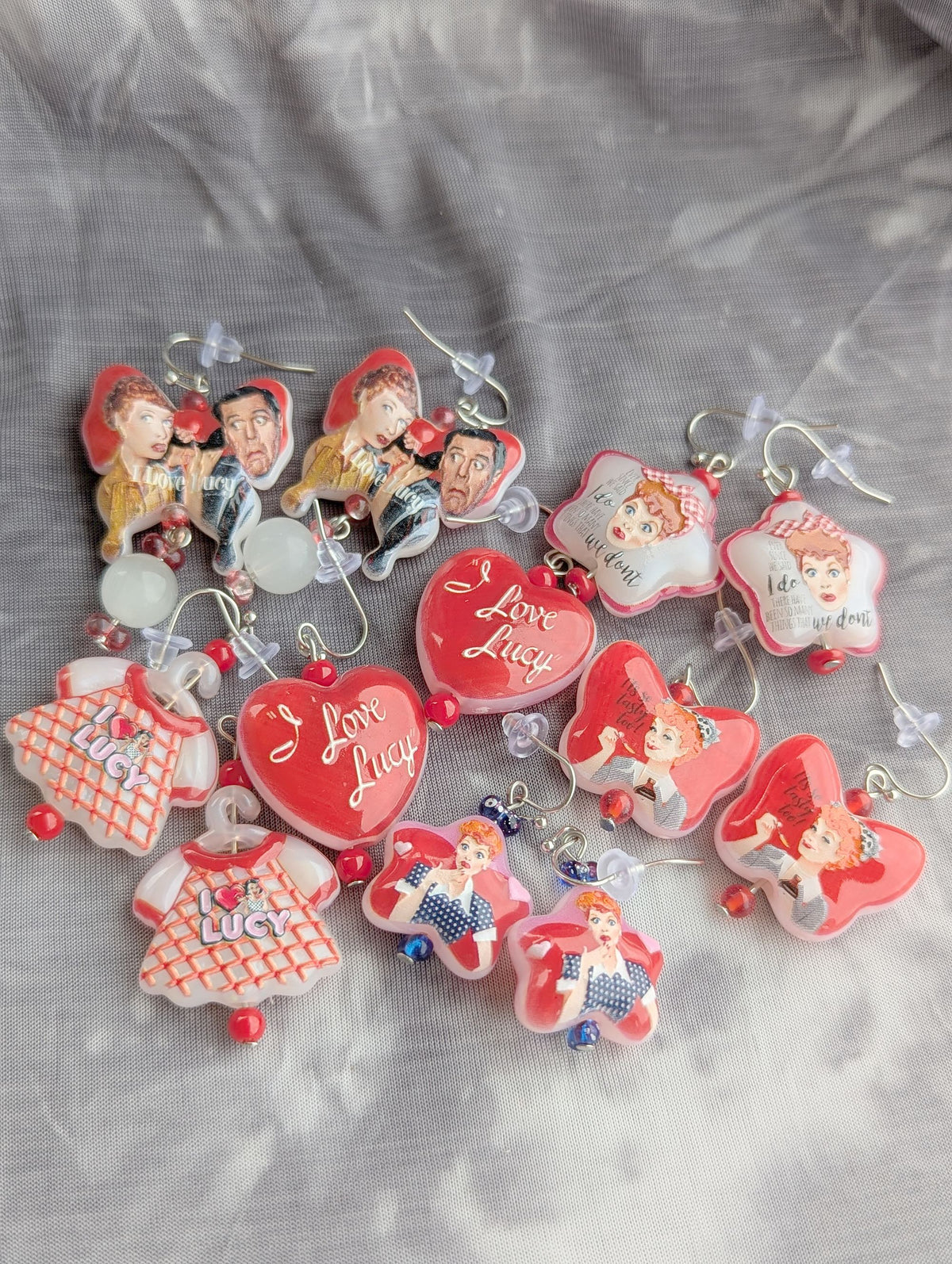 I Love Lucy Dress Earrings - shown with the rest of the collection