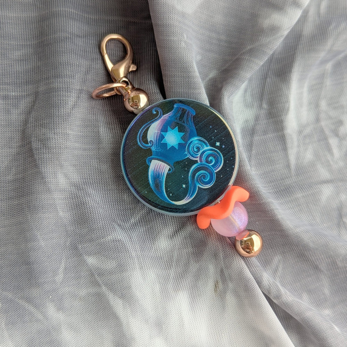 Aquarius Zodiac Beaded Keychain