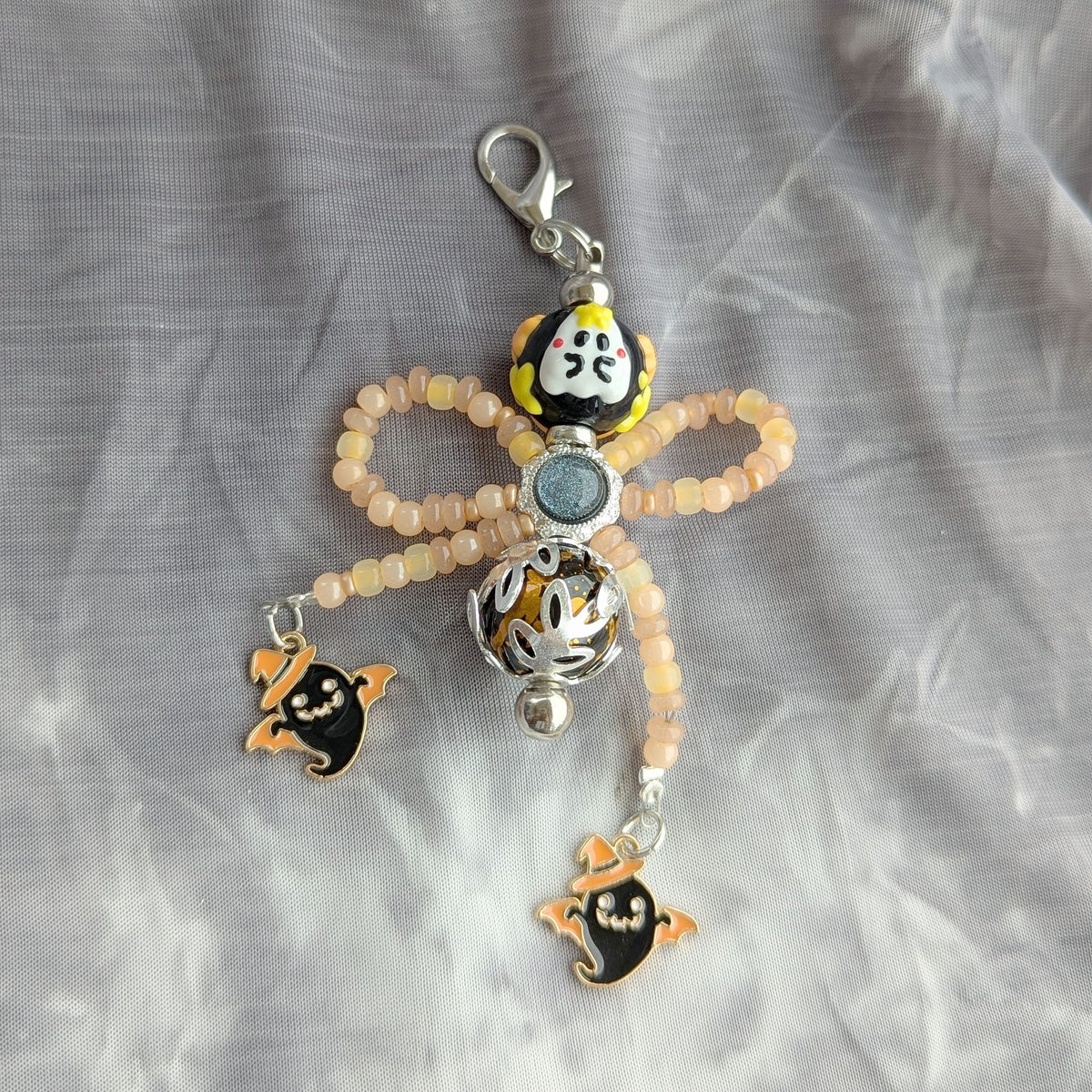 Beaded Bow Ghost Keychain