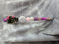 Black Kitty Purple Rhinestone Beaded Pen
